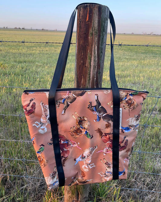 Fabric Shopping bag with ZIP - (Ready Made) Saddle broncs