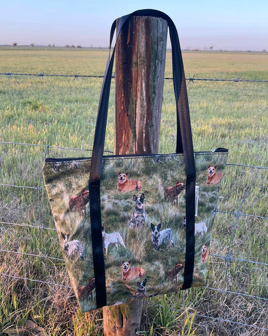 Fabric Shopping bag with ZIP - (Ready Made) Heelers, Cattle Dogs