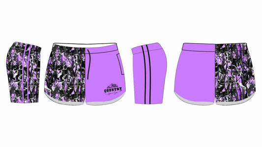 Pre order Footy Shorts - Purple Camo