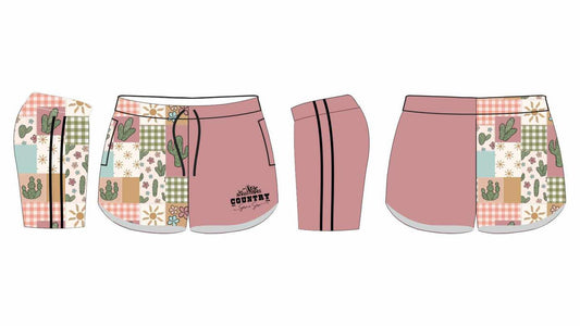 Pre order Footy Shorts - Cactus Patchwork