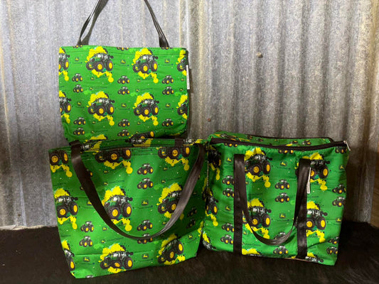 Ready made Shopping Bag Set (insulated cooler bag) - J Deere Green