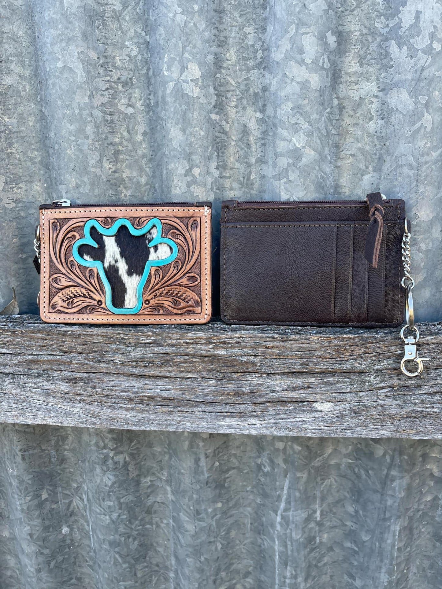 Tooling Leather and Cowhide Key/ Card Case