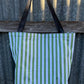 Fabric Shopping bag - (Ready  Made) -Sage and white stripe