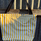 Fabric Shopping bag - (Ready  Made) -Yellow and white stripe