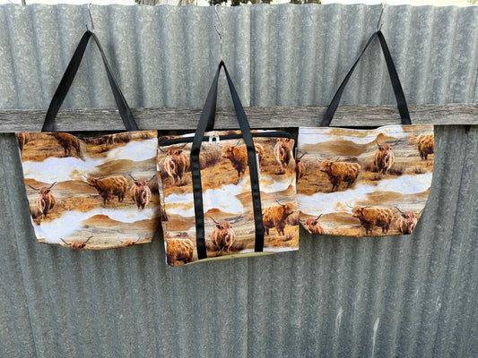 Ready made Shopping Bag Set (insulated cooler bag) - Highland Cows