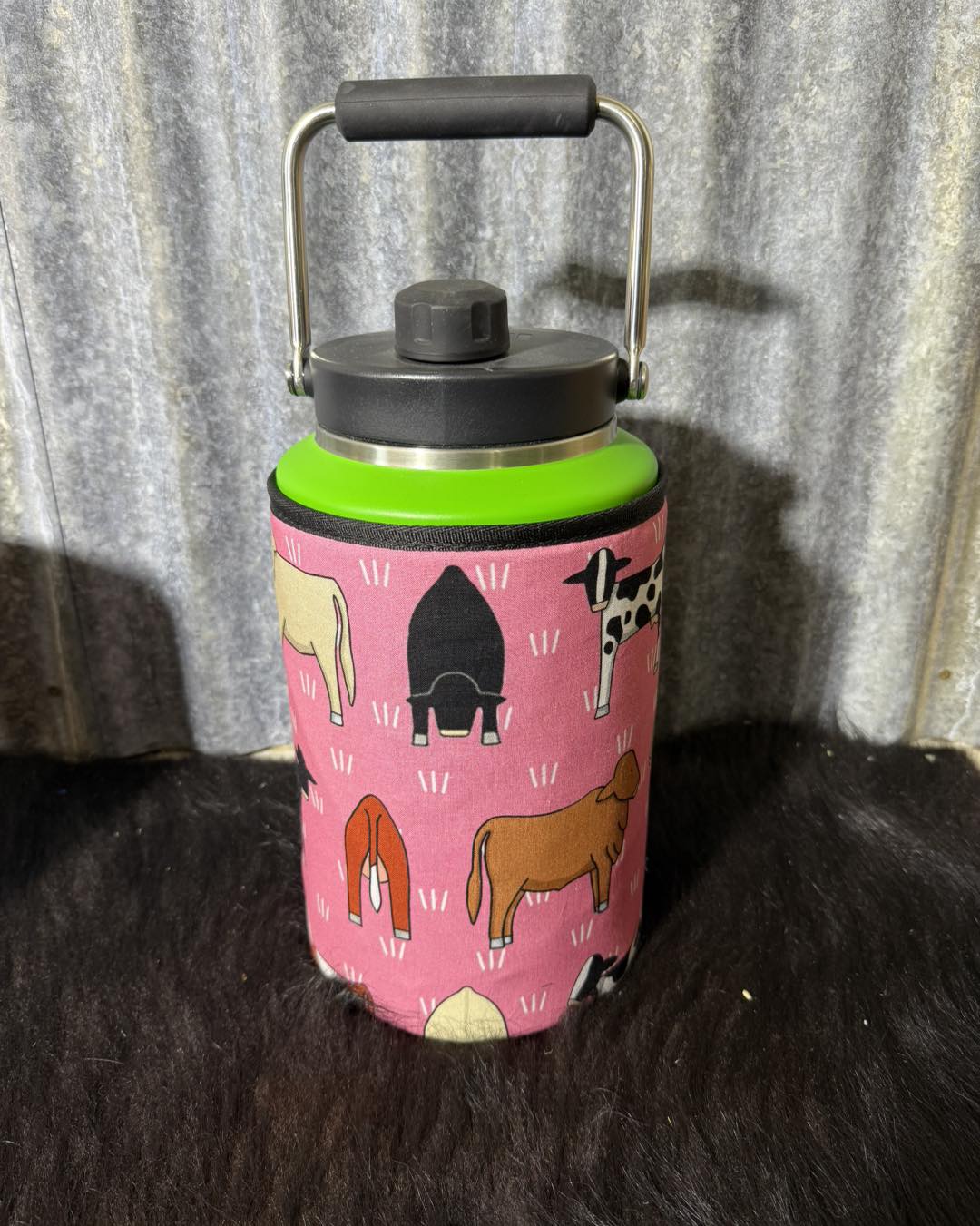 Yeti GALLON with fabric READY MADE - Pink cows