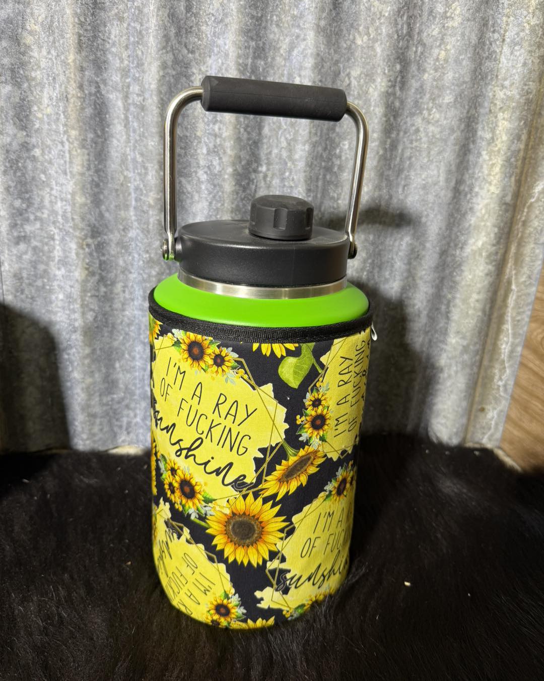 Yeti GALLON with fabric READY MADE - I'm a ray of Sunshine