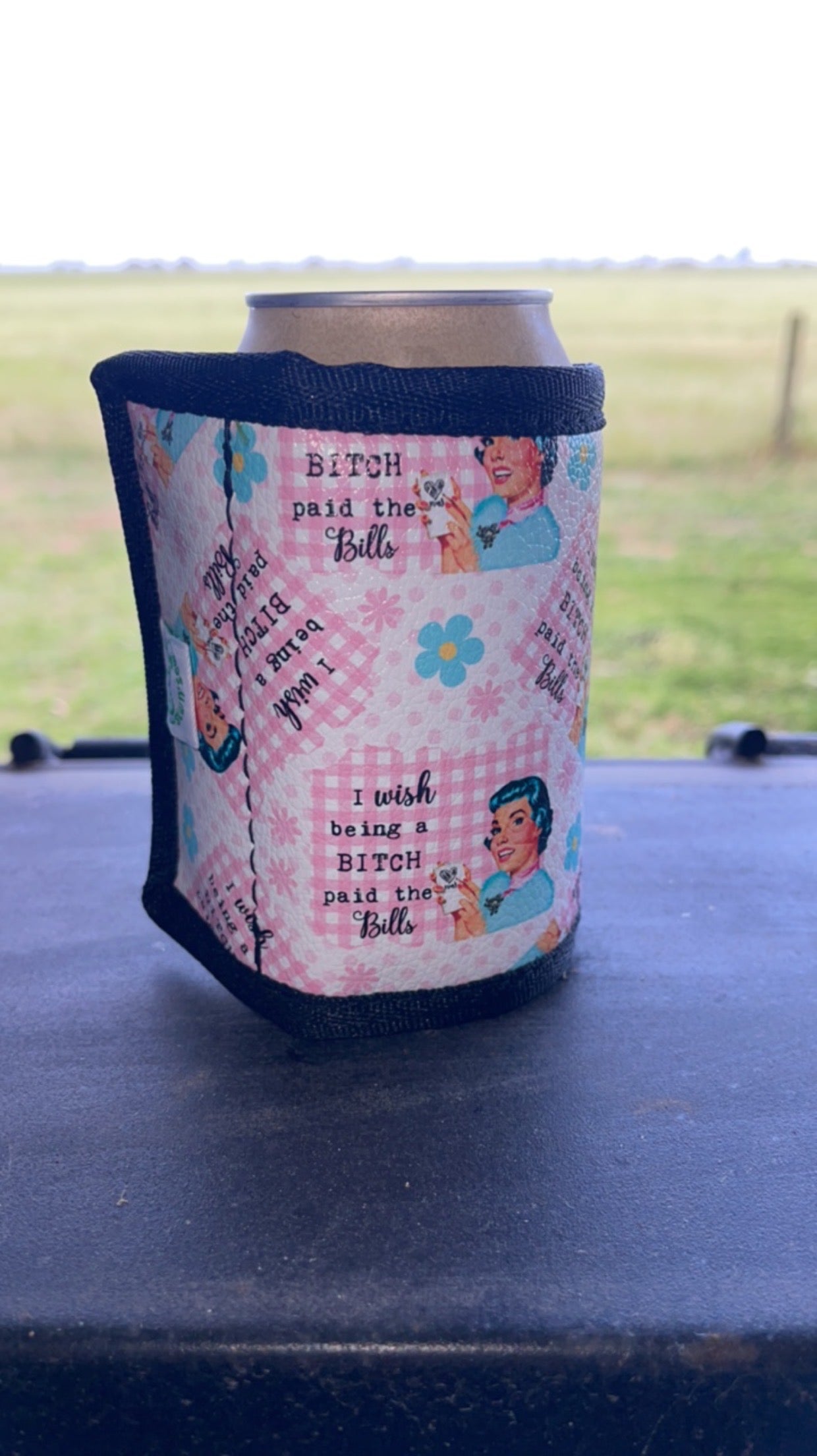 Vinyl Stubby Holder - I wish being a bitch paid the bills