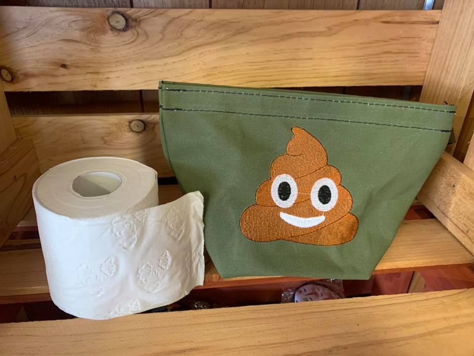 Embroidered Canvas Toilet Roll Bag.