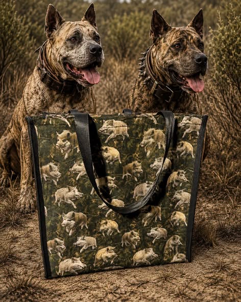 Pvc and fabric shopping bag - Feral Pigs