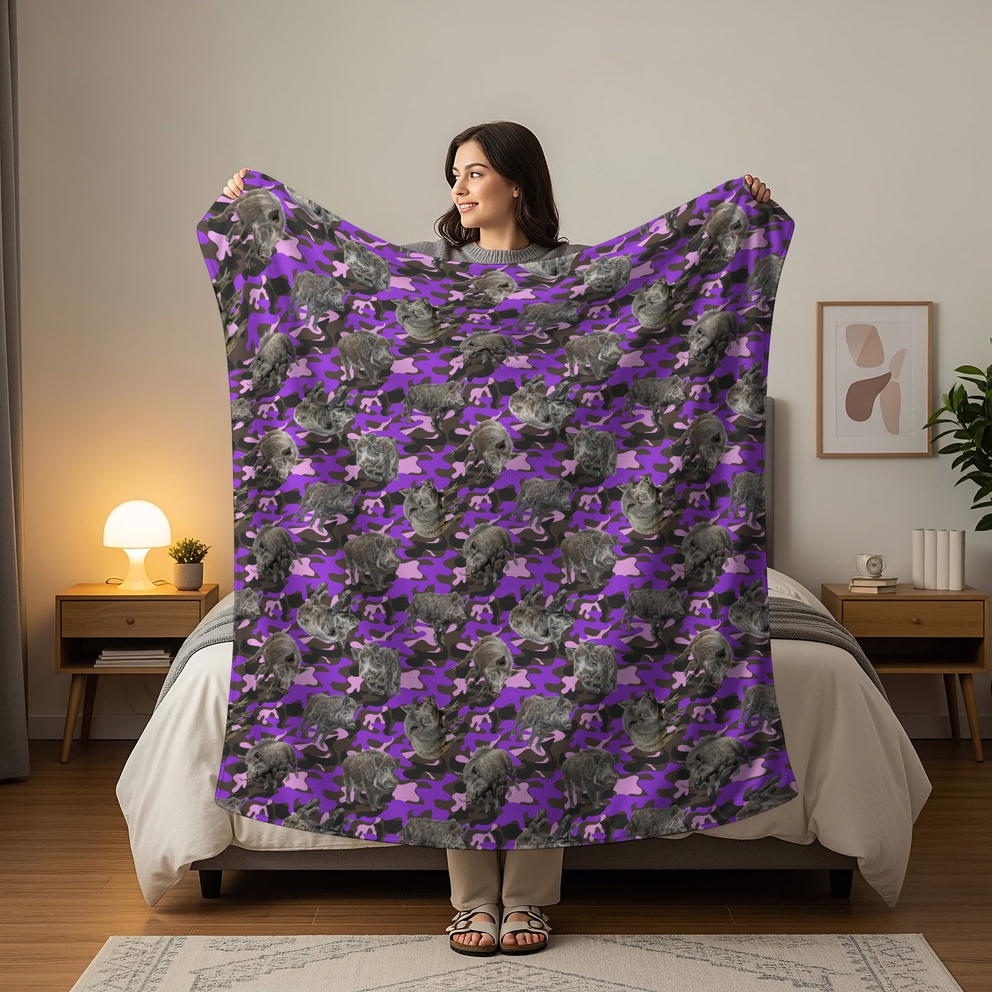 Pre Order Swag Blanket - Feral Pig and Purple camo