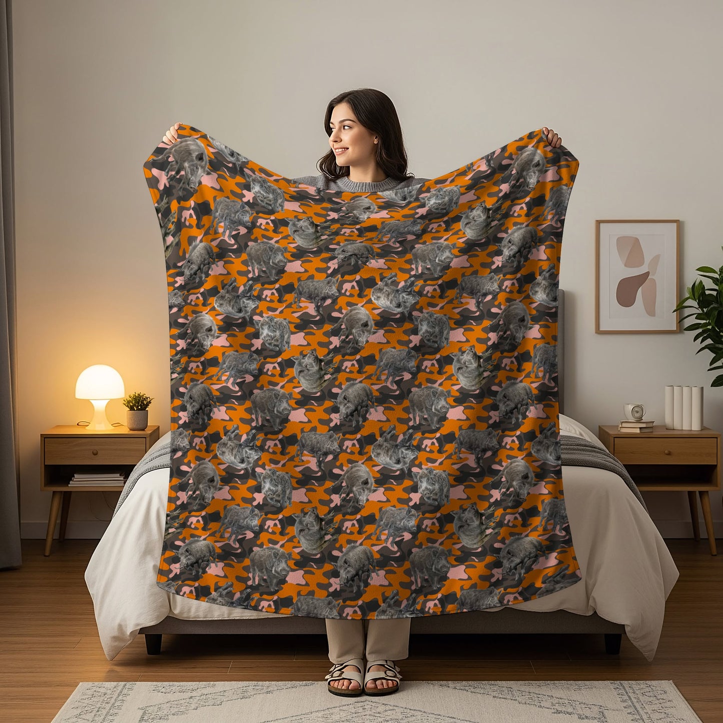 Pre Order Swag Blanket - Feral Pig and Orange camo