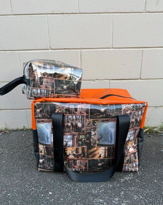 PVC MEDIUM overnight bag and Toiletry bag set - deer