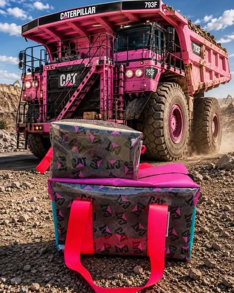 Ready made Overnight bag and toiletry bag set - CAT pink