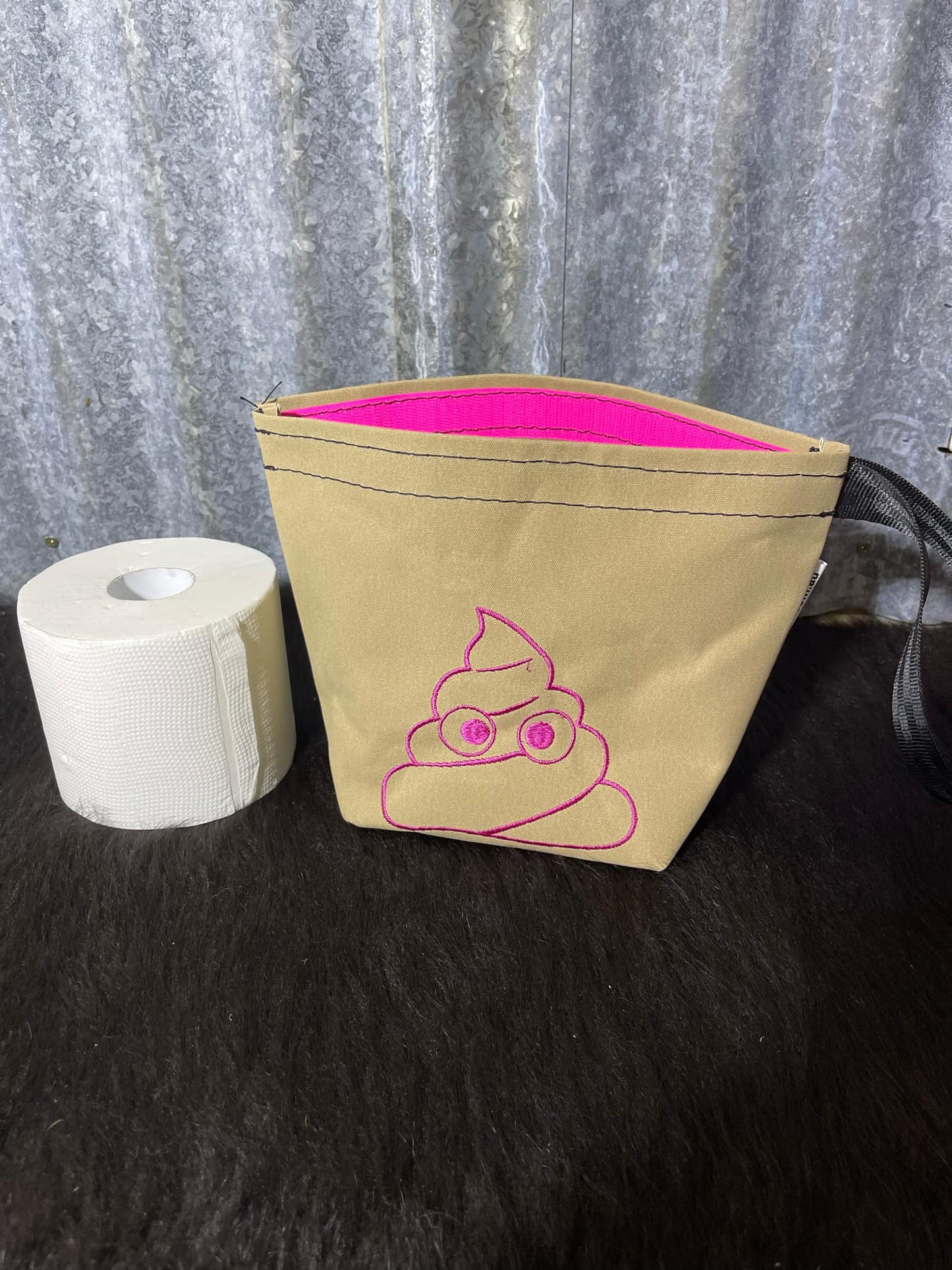 Embroidered Canvas Toilet Roll Bag.