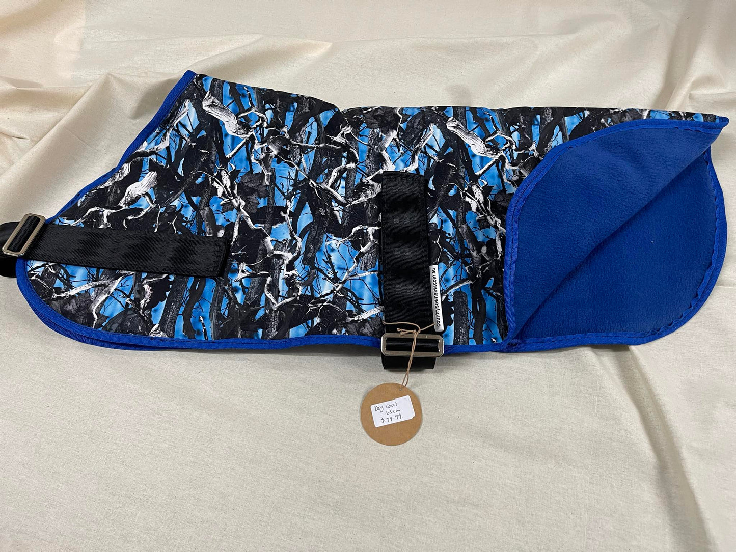 Ready made Dog Coat - Blue camo 65cm