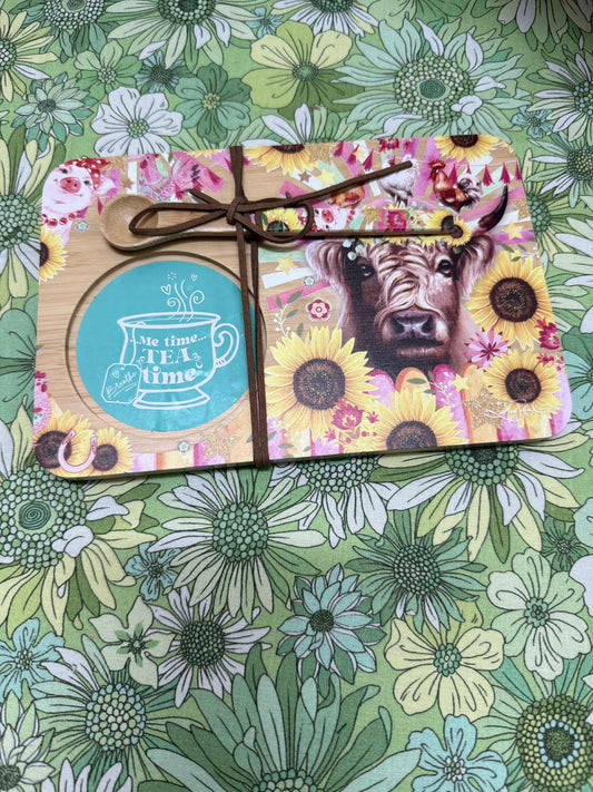 Lisa Pollock Tea Time Tray - Carnival Cow