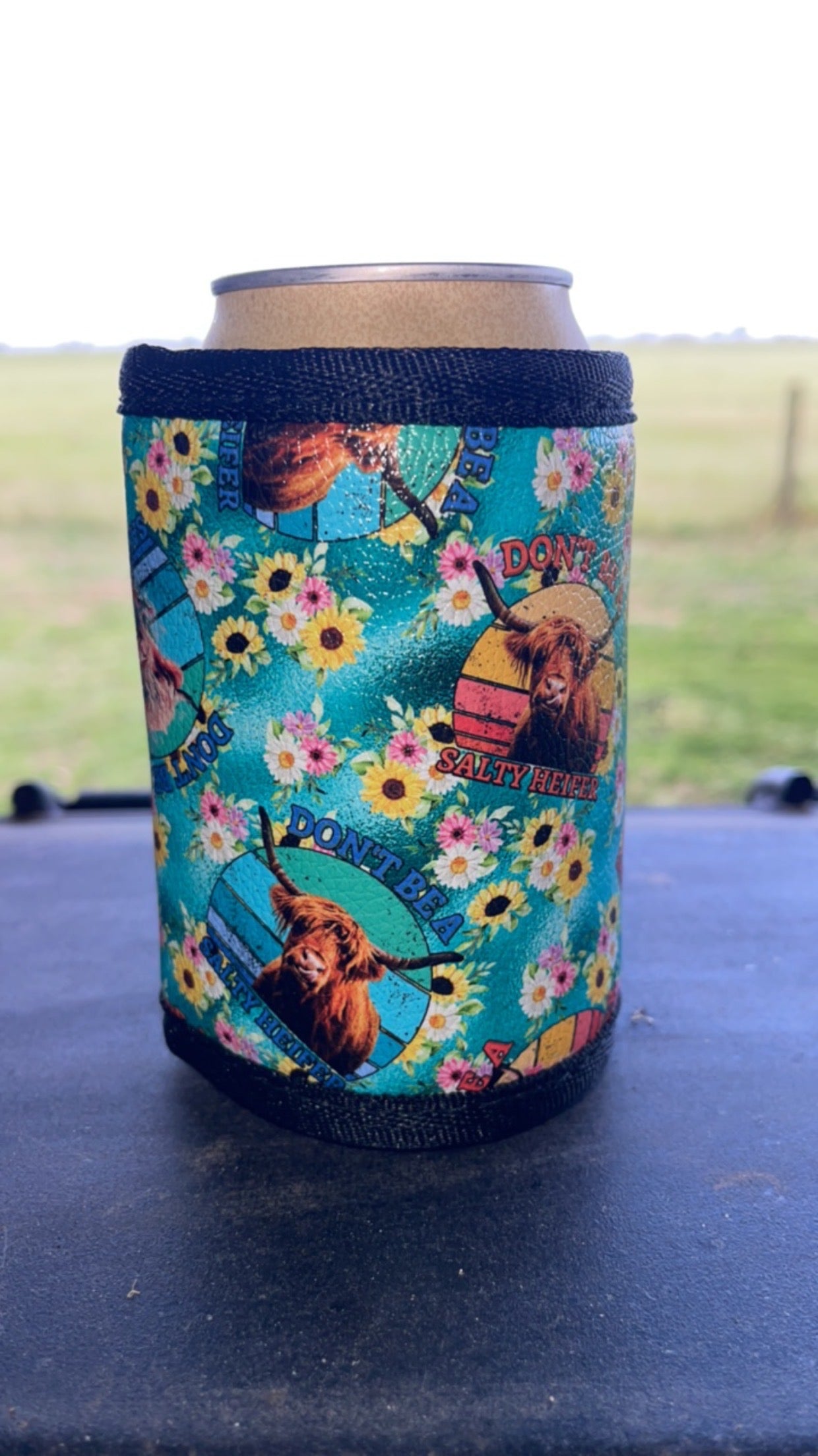 Vinyl Stubby Holder - Don’t be a salty heifer turquoise