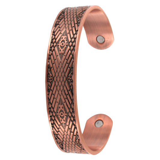Copper Bangle - Magnetic - Geometric pattern