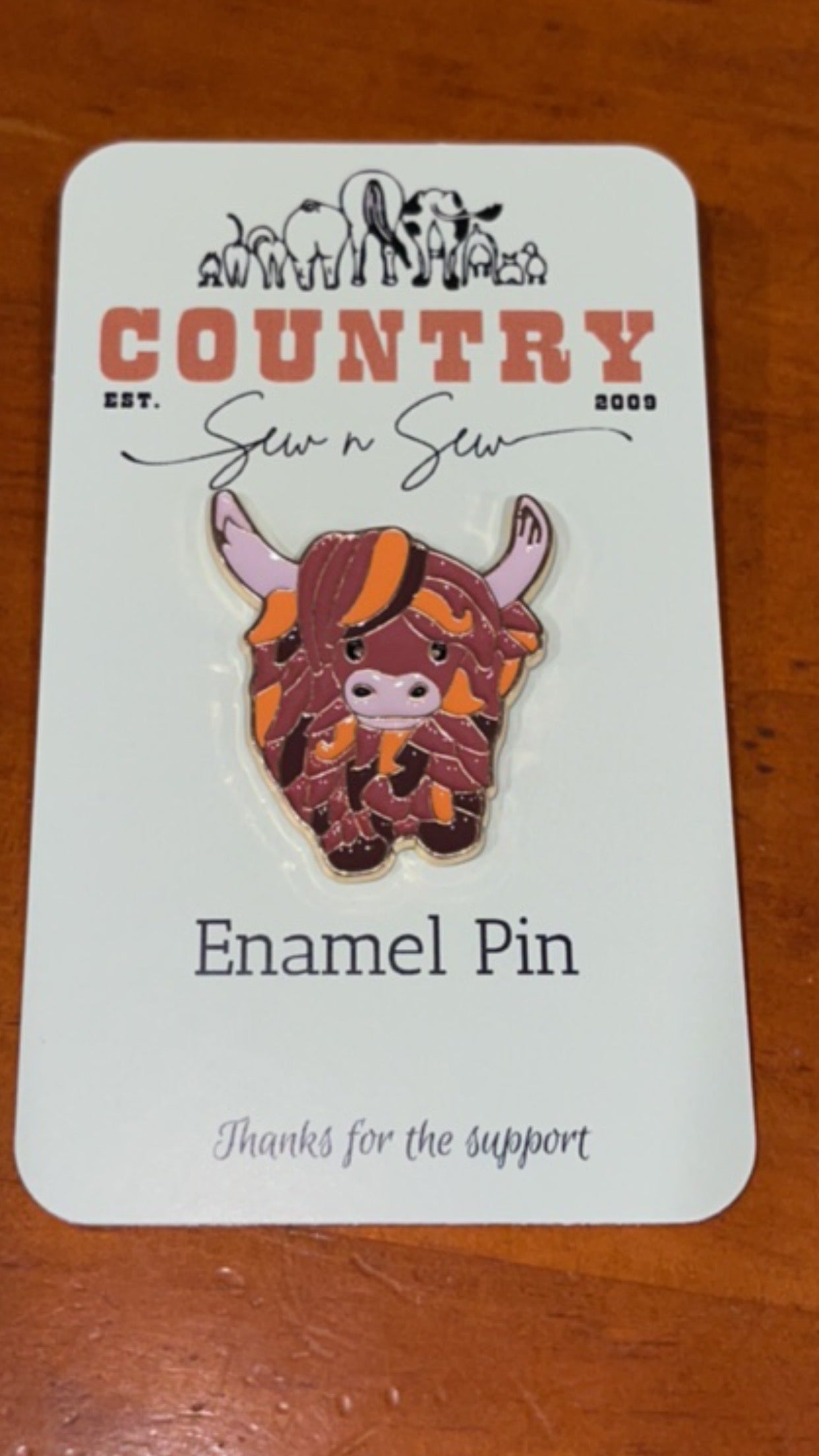 Enamel Hat Pin - Highland cow 1