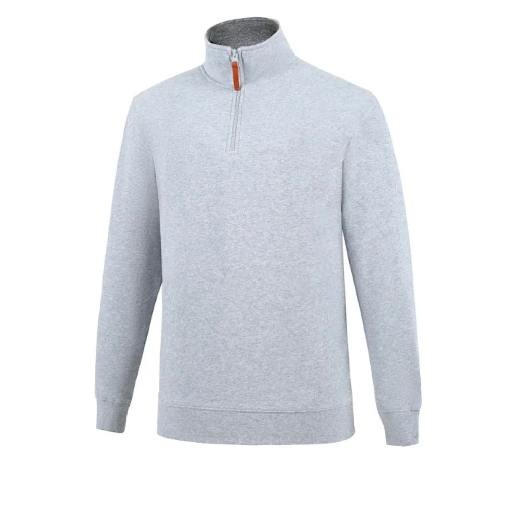 Pilbara Mens Classic Zipper C/F Fleece Pullover - Grey Marle