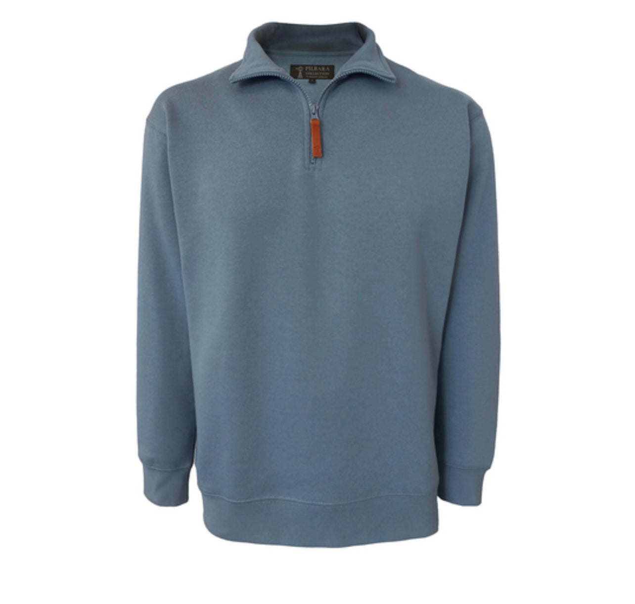 Pilbara Mens Classic Zipper C/F Fleece Pullover - Bluestone