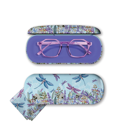 Lisa Pollock Glasses Case - Lavender Dragonflies