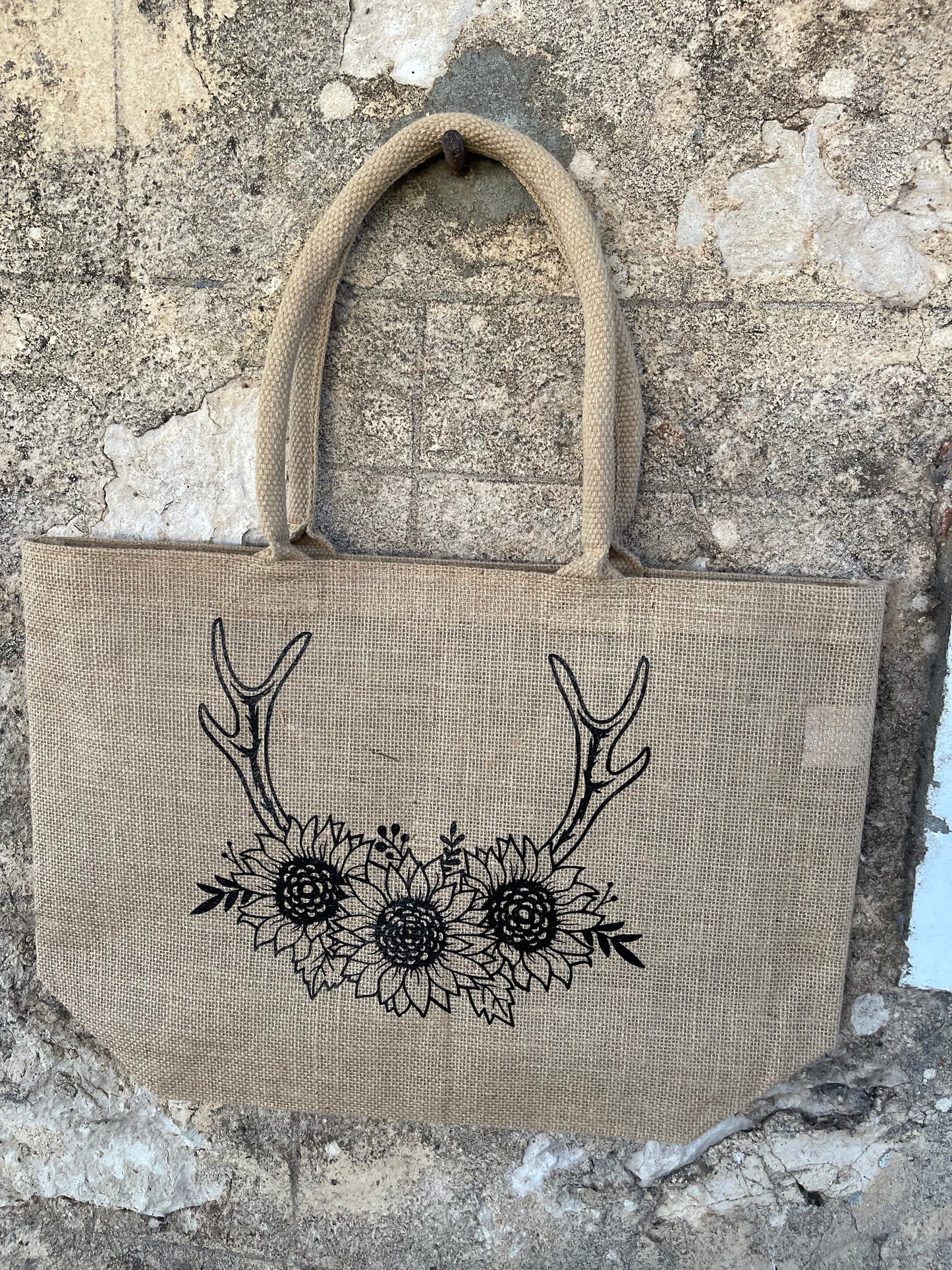 Market garden hessian Shopping bag - antlers