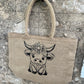 Market garden hessian Shopping bag - highland cow 2
