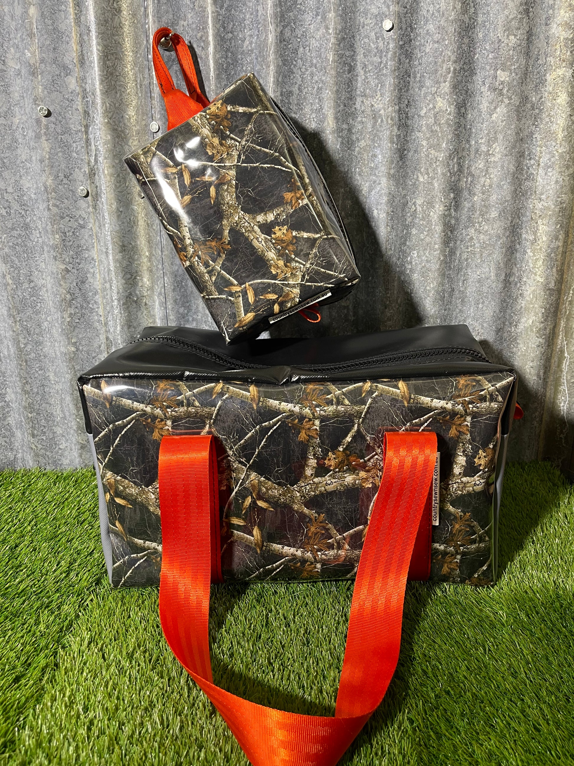Pvc Overnight bag and toiletry bag set Black realtree Country SewNSew