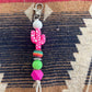 Keyring, beaded - Pink cactus