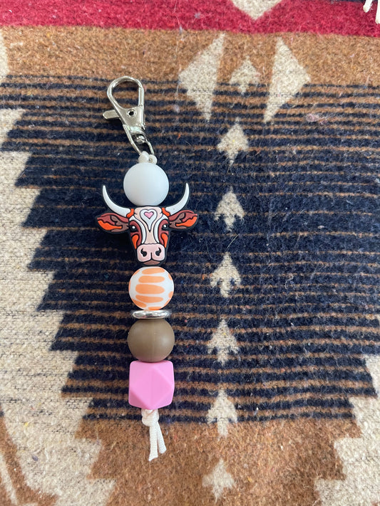 Keyring, beaded - Longhorn