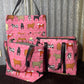 Ready made Shopping Bag Set (insulated cooler bag) - Pink cows