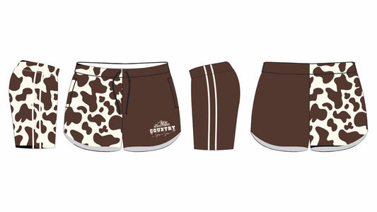 Pre order Footy Shorts - Cow print