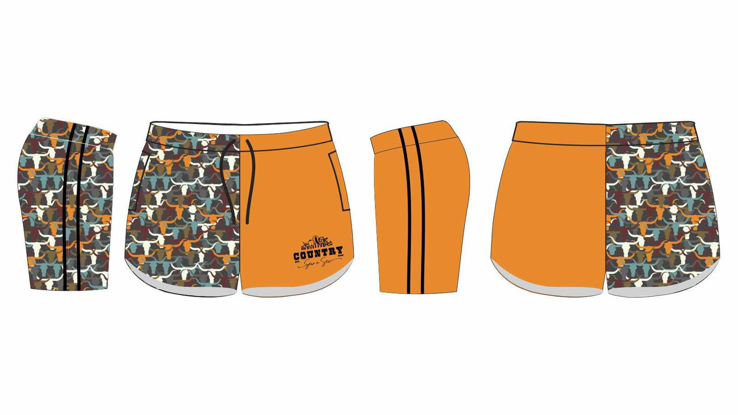 Pre order Footy Shorts - longhorn camo