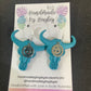 Earrings - Boho Cow Skull Dangles - blue