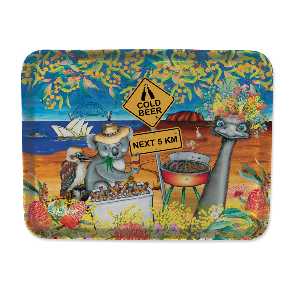 Lisa Pollock Small Melamine Serving tray - Cold Beer