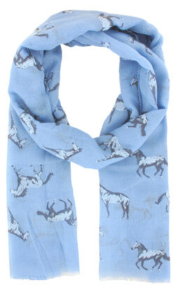 Scarf - Horse Scarf - Pastel Blue