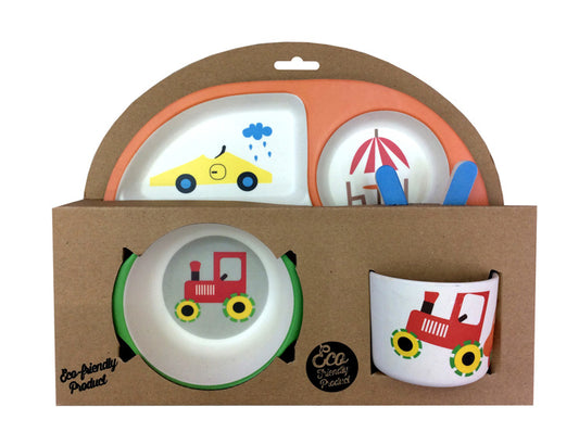 Kids Dinner set Bamboo -Tractors and cars