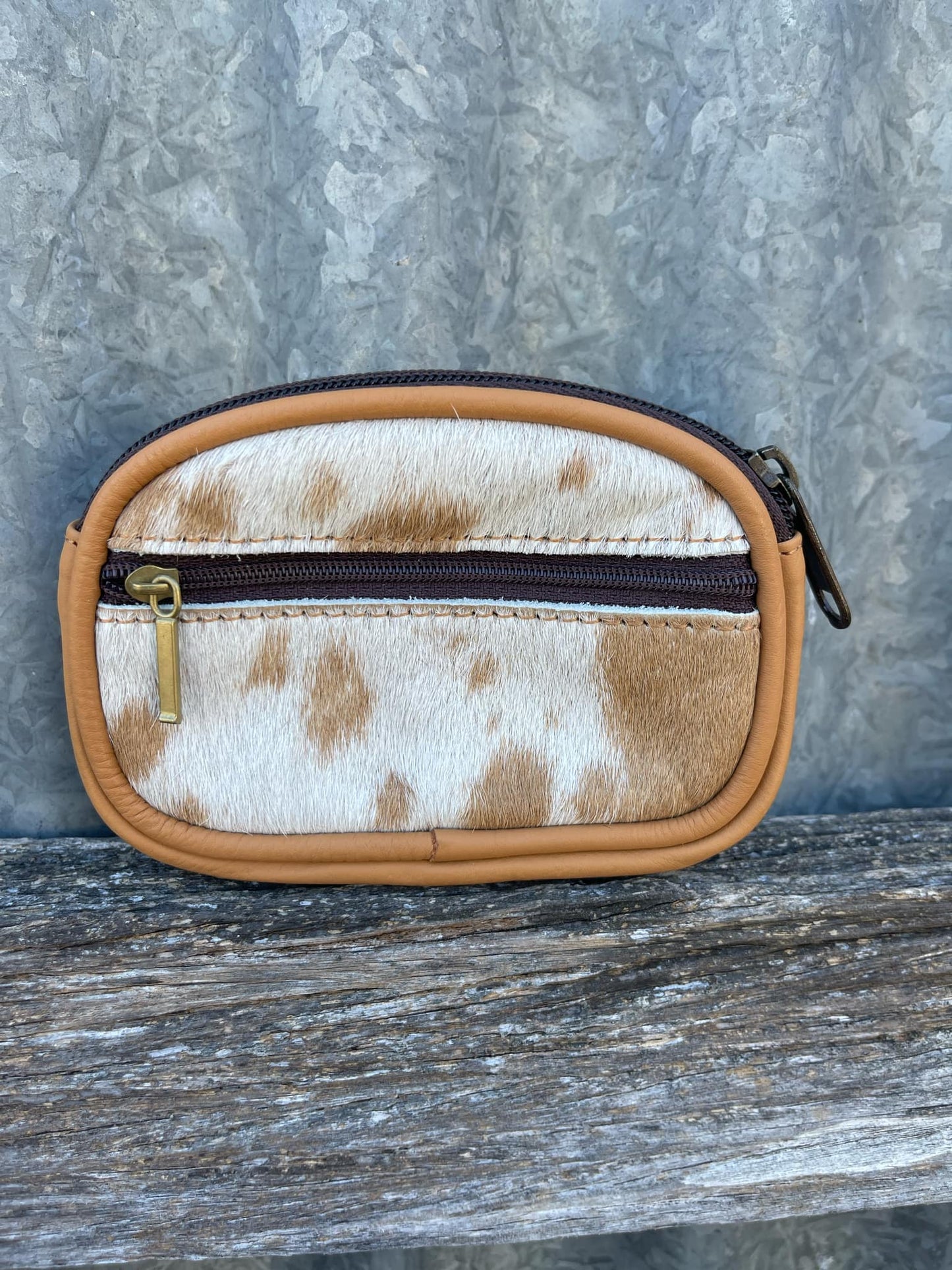 Cowhide Zippered Card Case