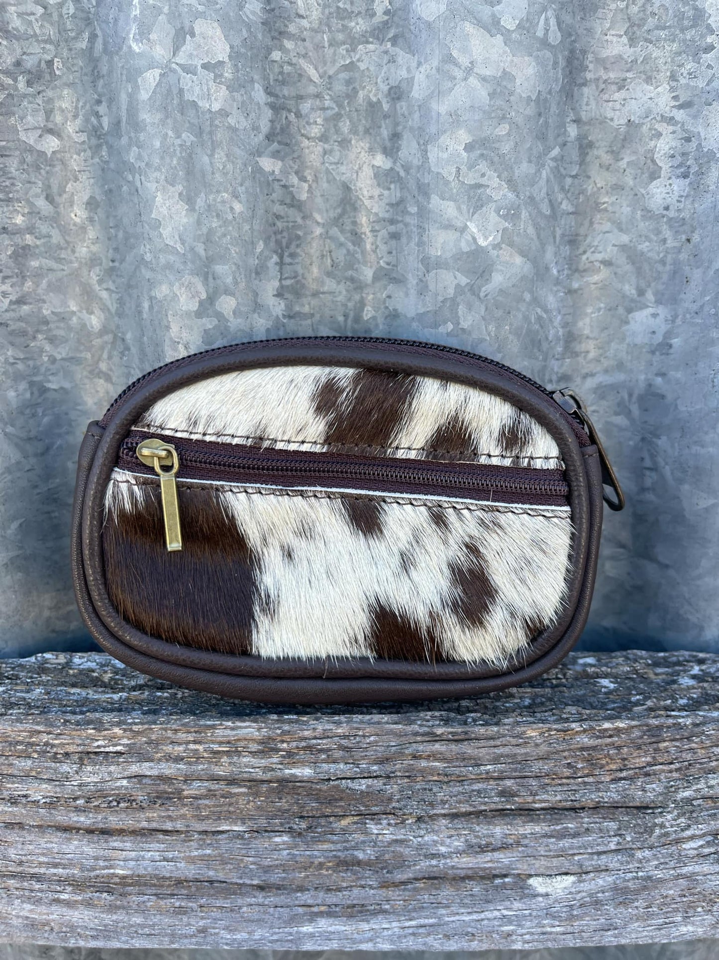 Cowhide Zippered Card Case