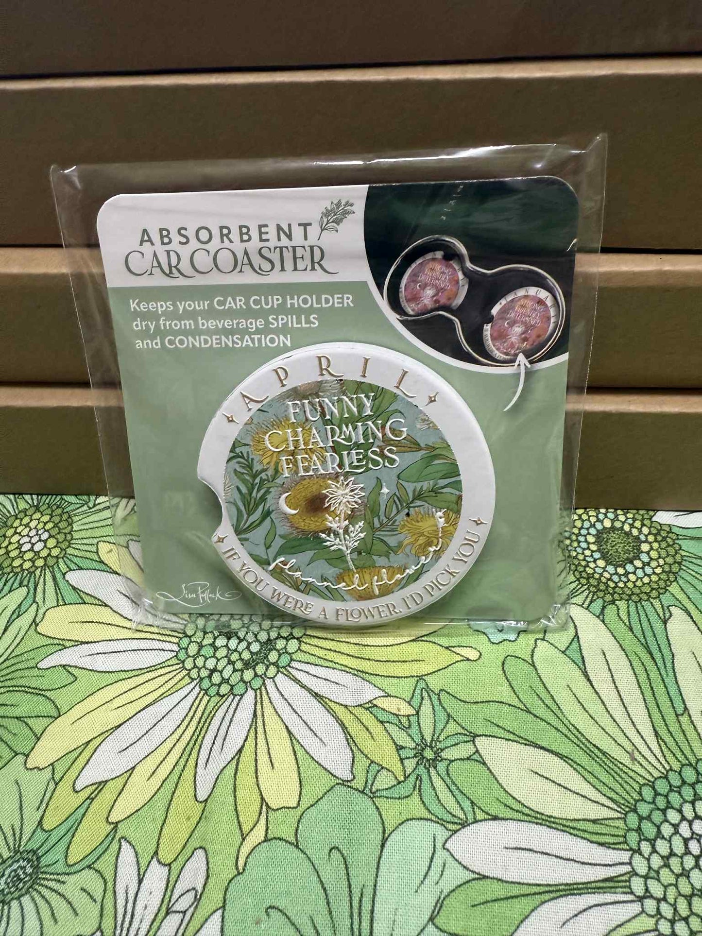 Lisa Pollock Car Coaster - April