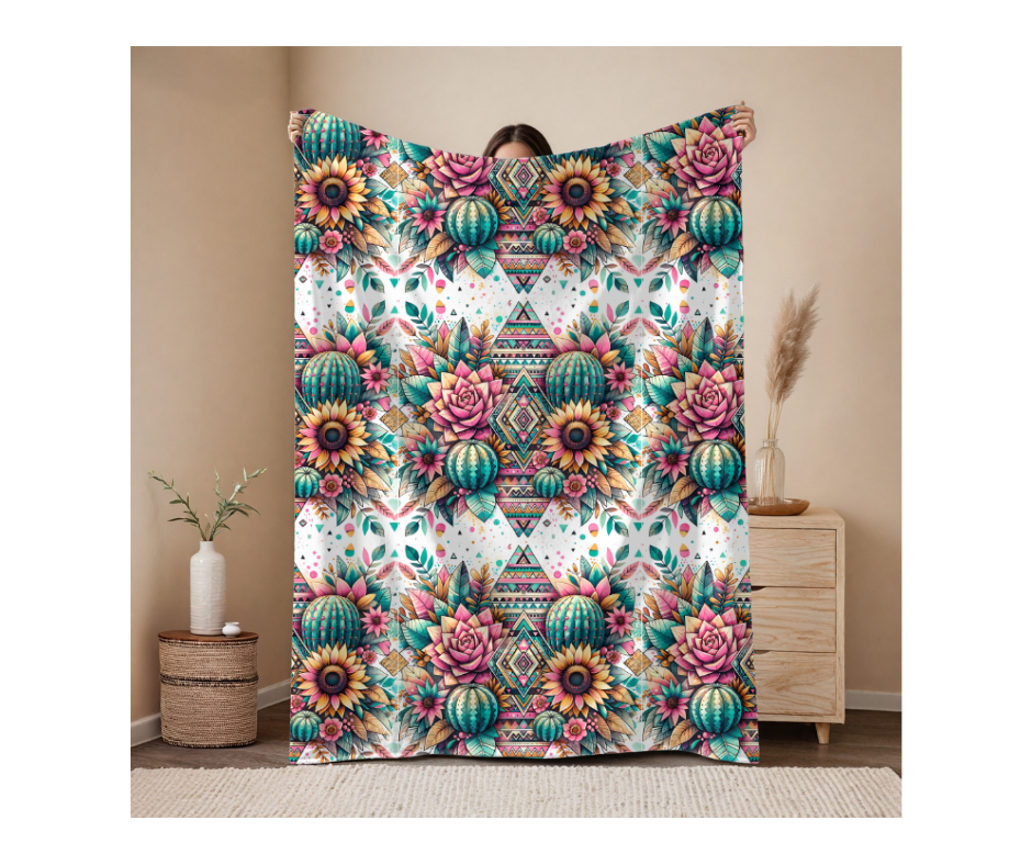 Pre Order Swag Blanket - Pink Aztec Sunflowers