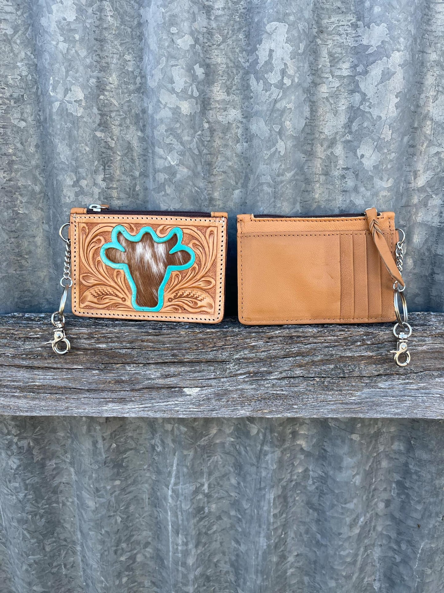 Tooling Leather and Cowhide Key/ Card Case