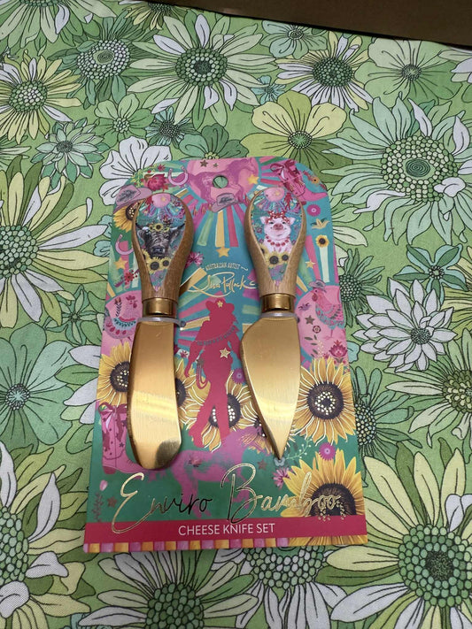 Lisa Pollock Cheese Knives - Carnival Cow