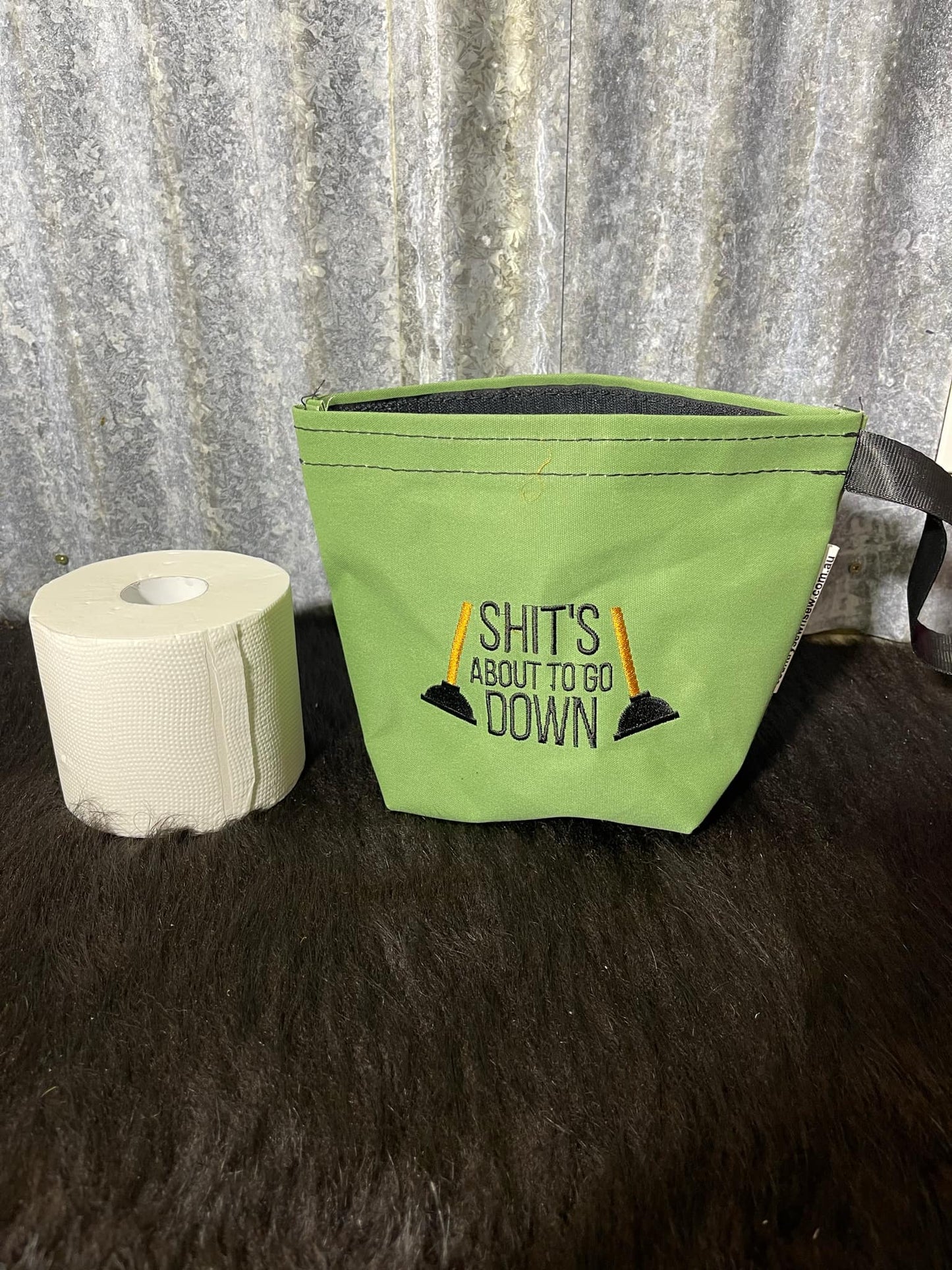 Embroidered Canvas Toilet Roll Bag.