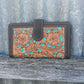 Tooling Leather Carved Clutch Wallet with Turquoise Base