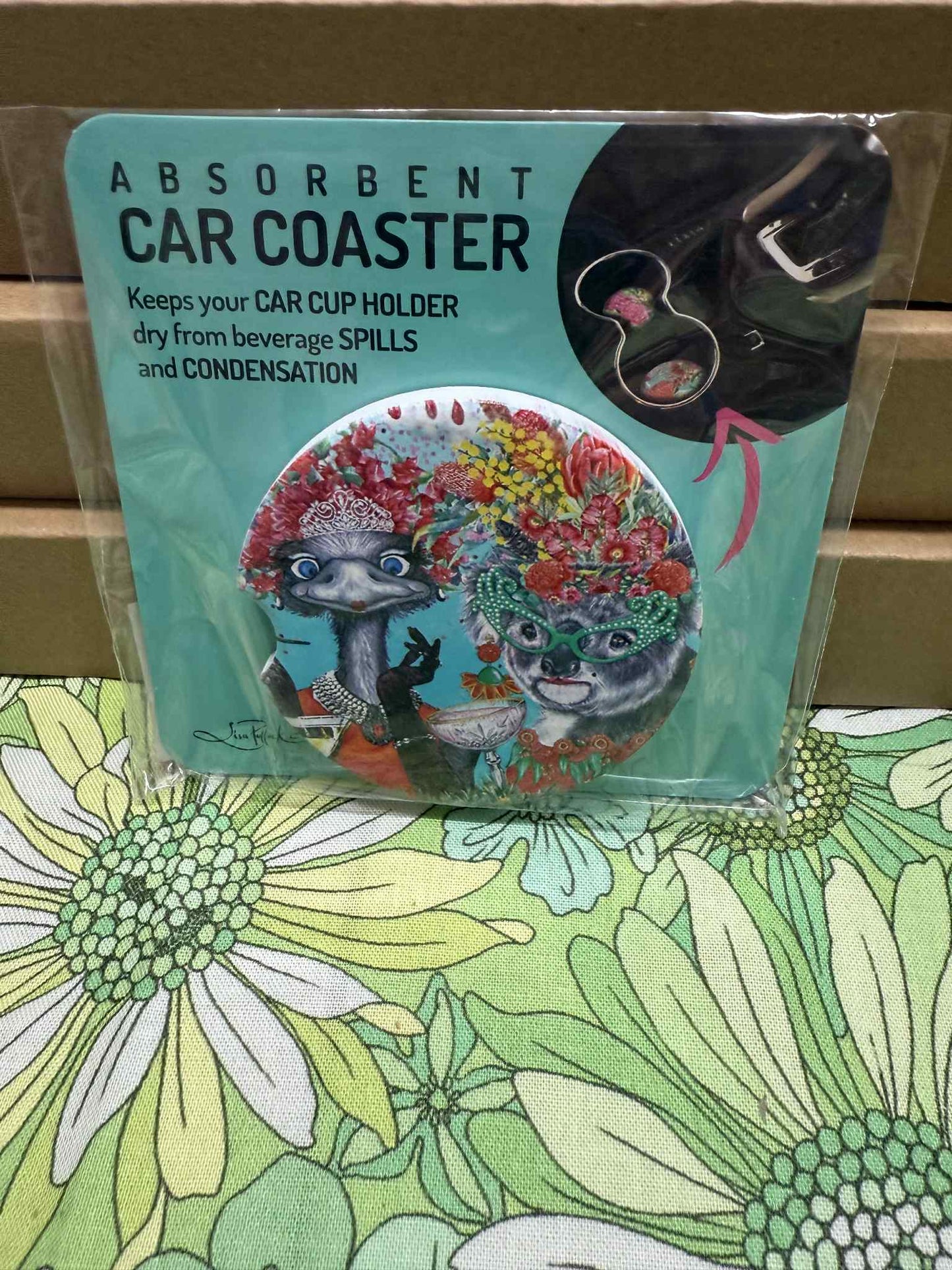 Lisa Pollock Car Coaster - Emu Koala Darlings