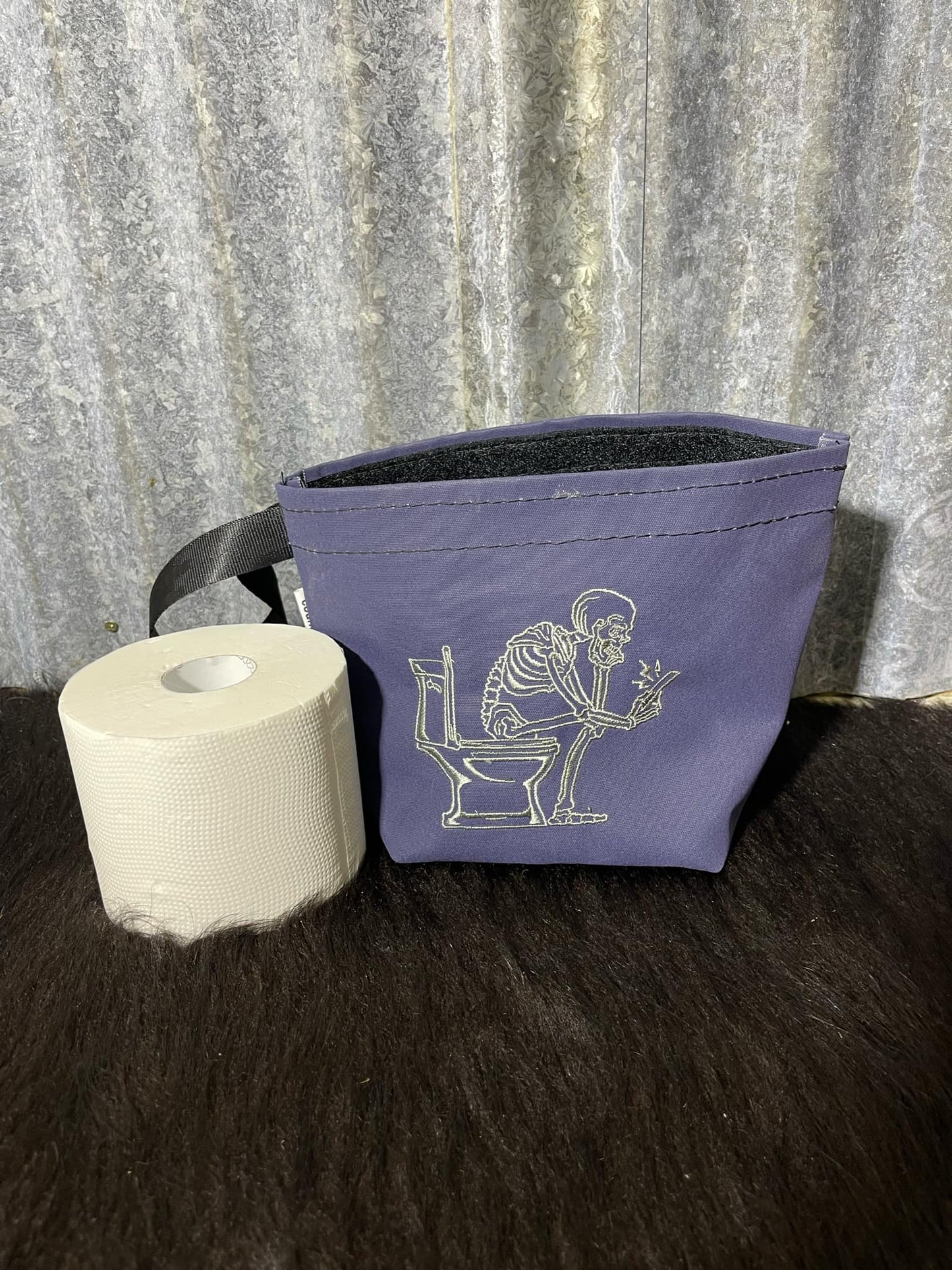 Embroidered Canvas Toilet Roll Bag.