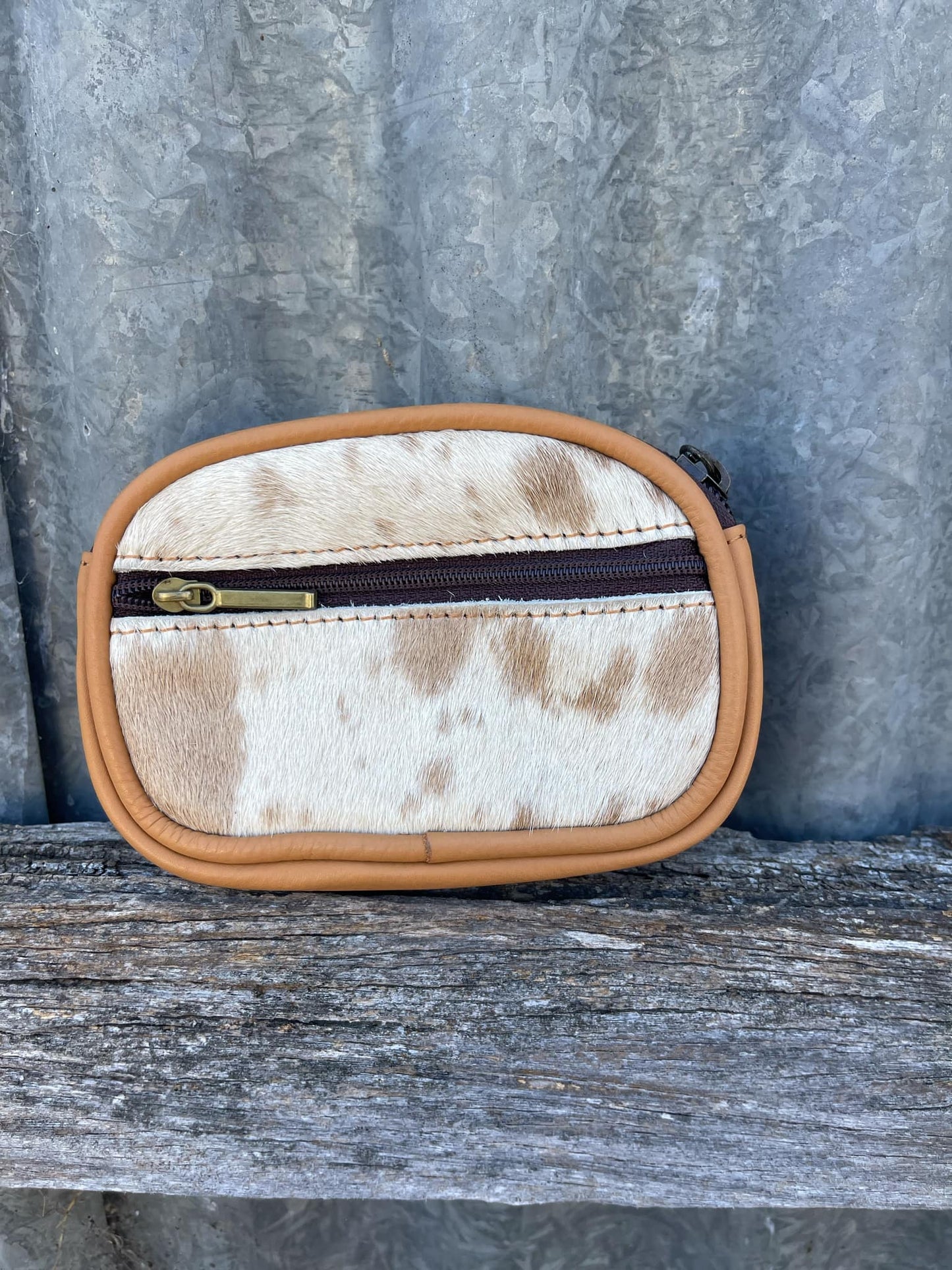 Cowhide Zippered Card Case